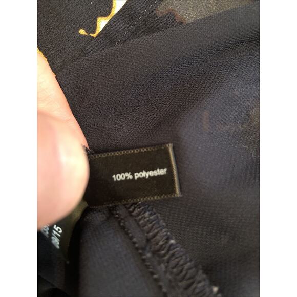 The Limited Navy Blue Orange Long Sleeve Floral V Neck Blouse Lined Small - Picture 9 of 9